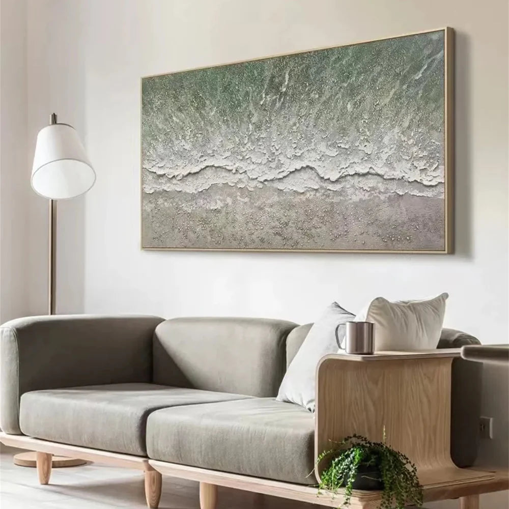 Abstract Ocean And Sky Textured Canvas Art #OC060