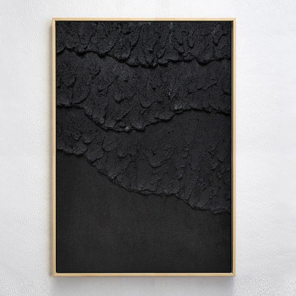 Black Minimalist Textured Canvas Art #WZ031