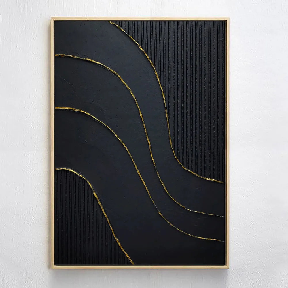 Black Minimalist Textured Canvas Art #WZ026