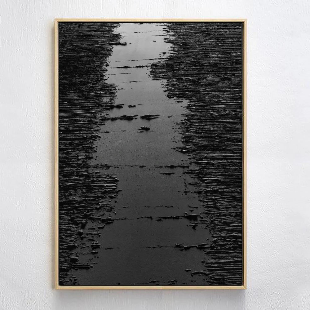 Black Minimalist Textured Canvas Art #WZ025