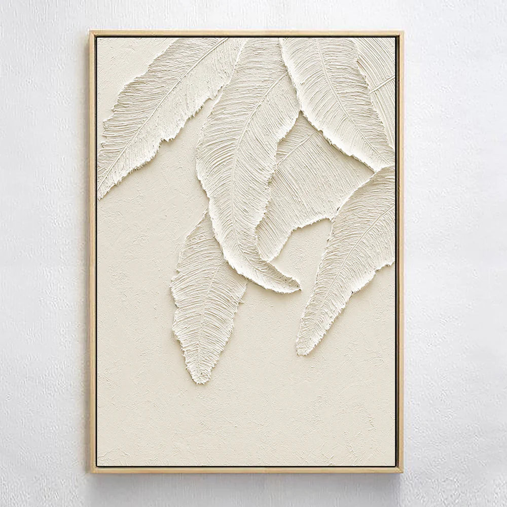 Beige and White Minimalist Textured Canvas Art #WM011
