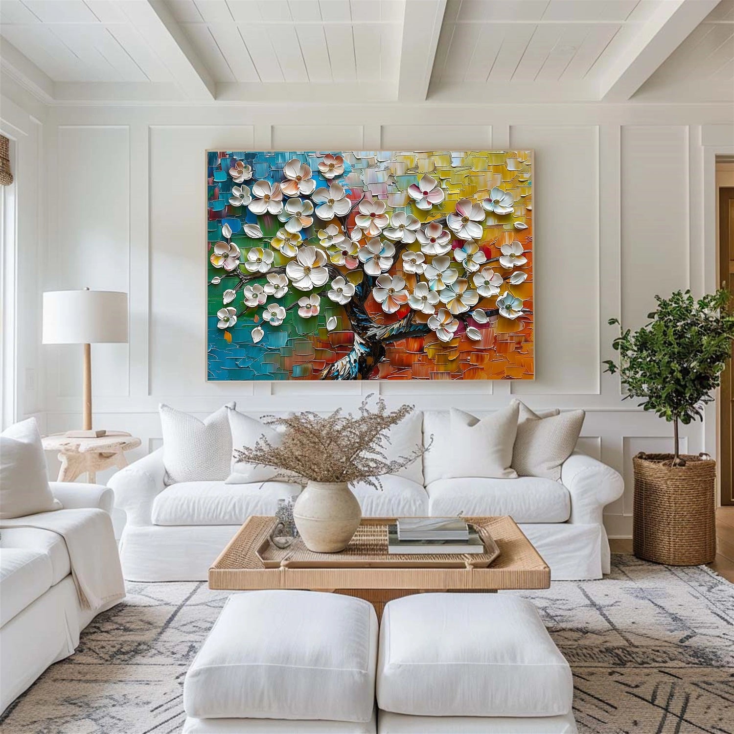 Abstract Flower And Tree Textured Canvas Art #MF141