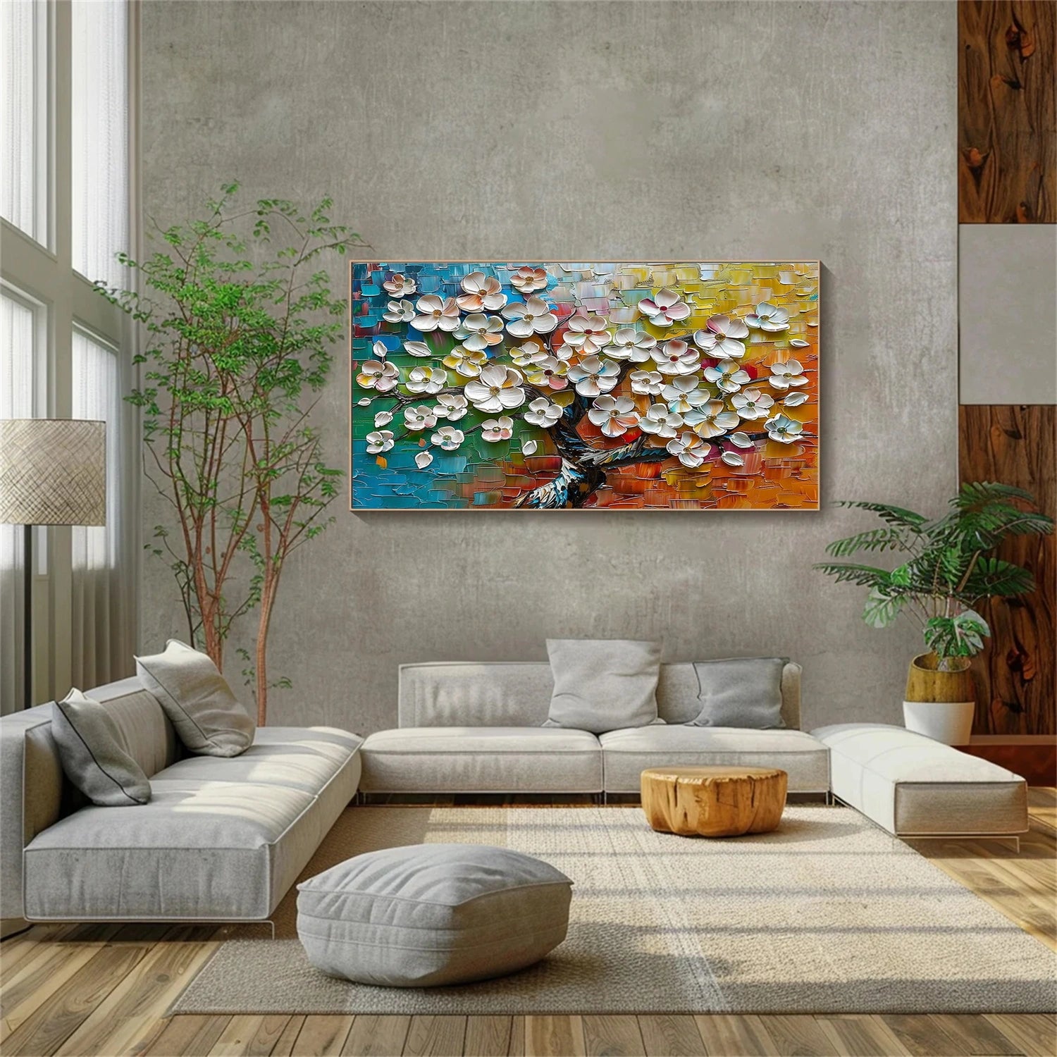 Abstract Flower And Tree Textured Canvas Art #MF141