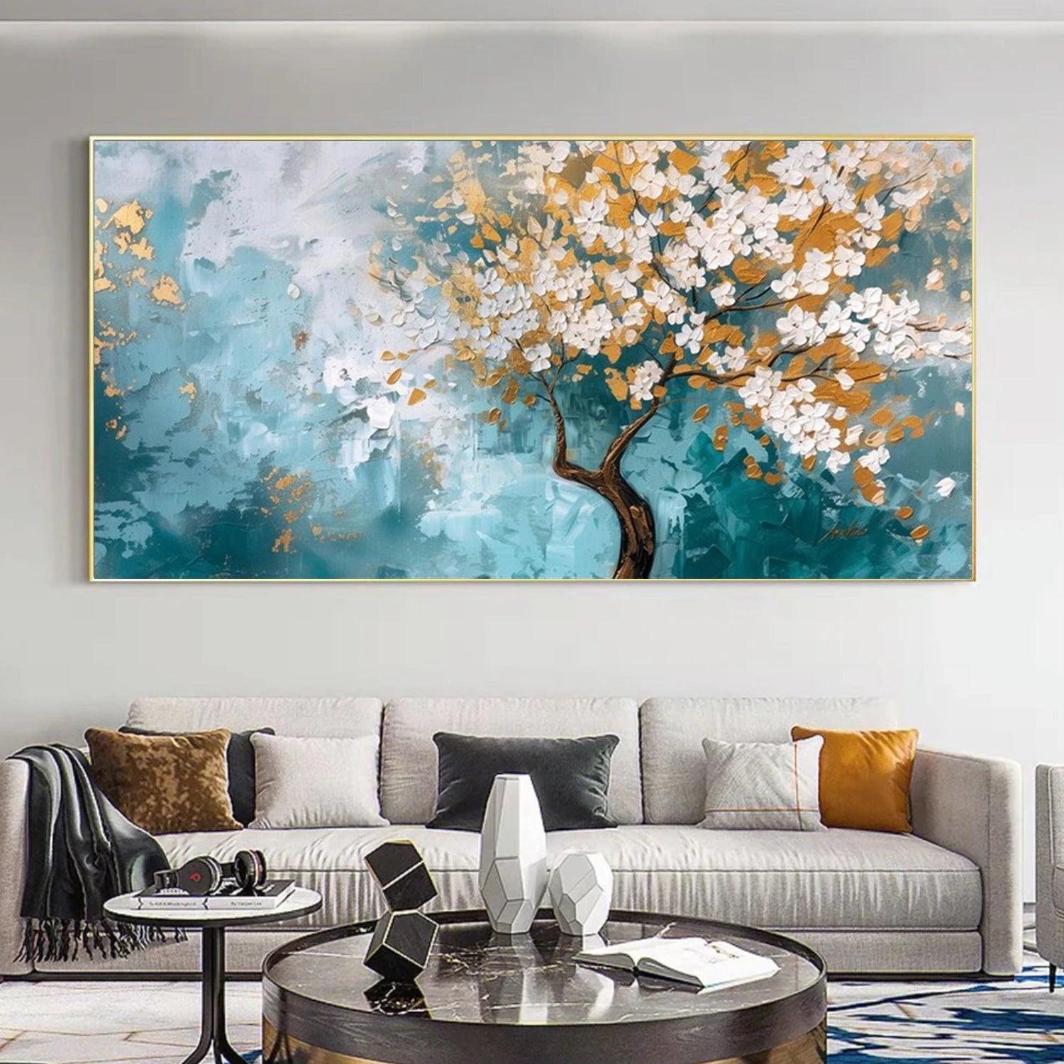 Abstract Flower And Tree Textured Canvas Art #MF142