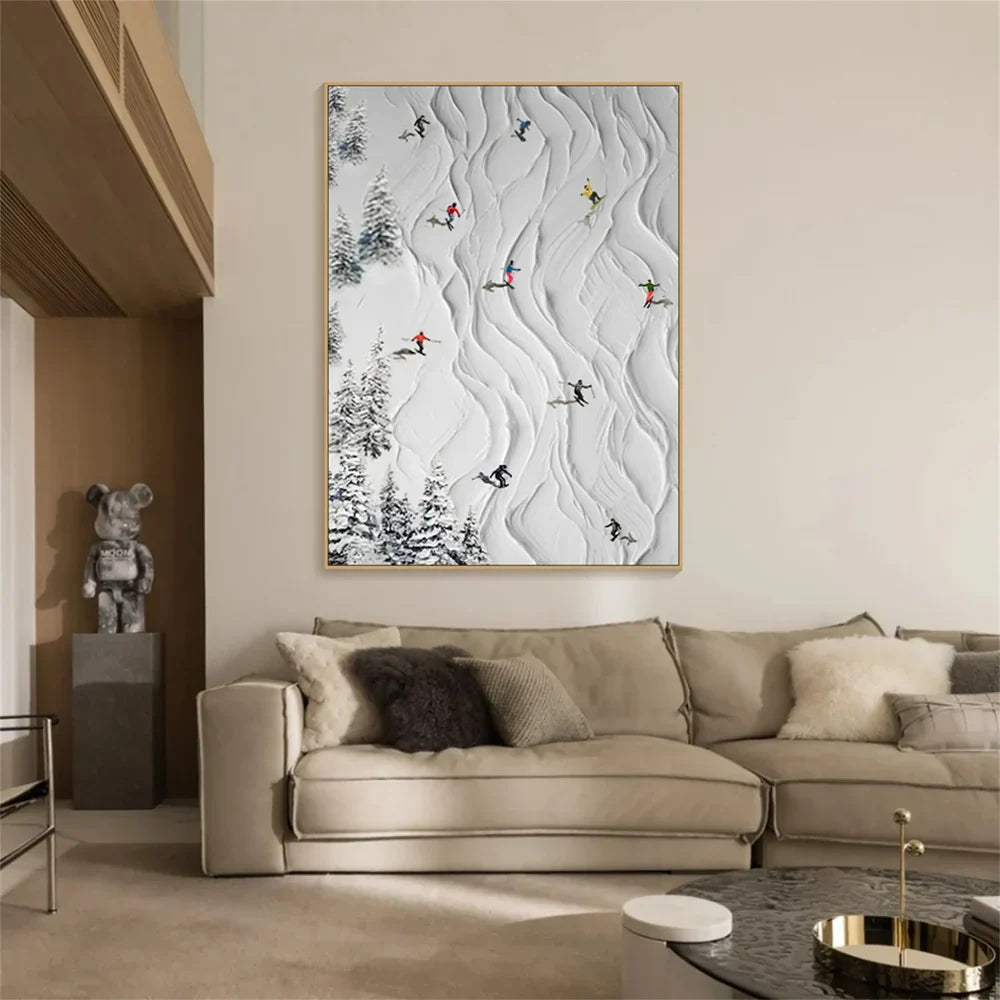 Skiing Sport Textured Canvas Painting #PB007