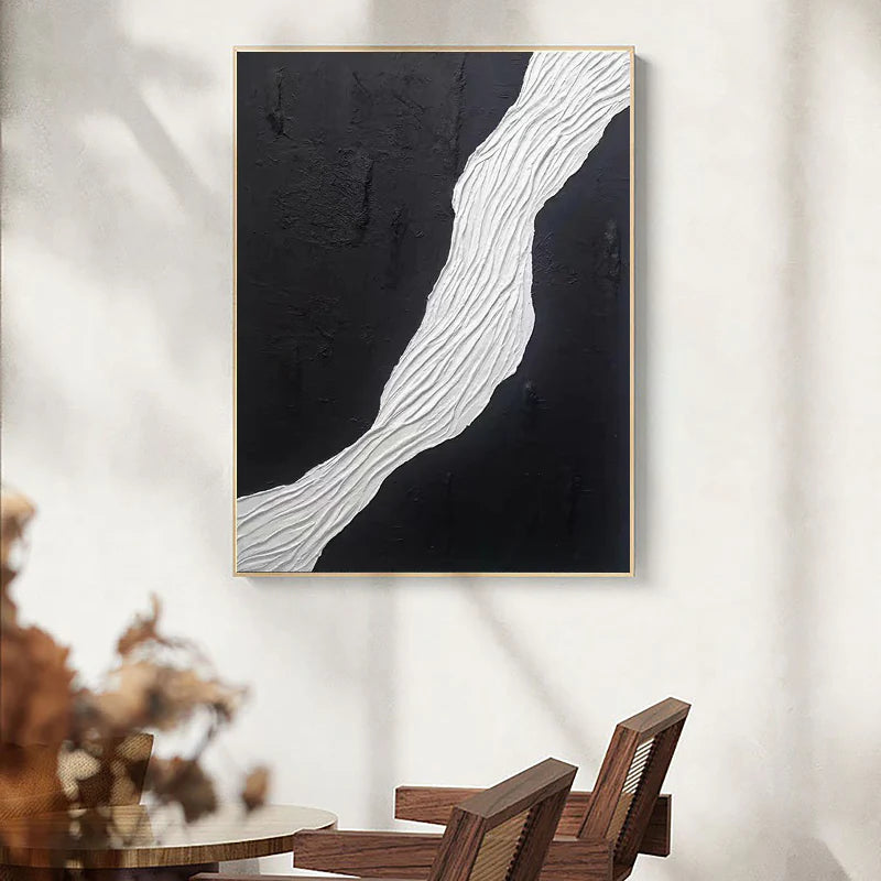 Black and White Minimalist Textured Canvas Art #WZ015