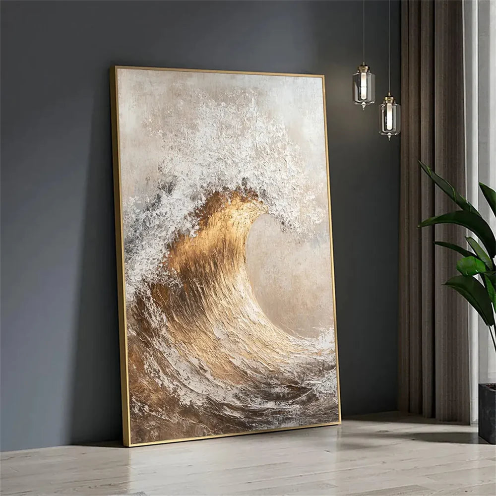 Abstract Ocean And Sky Textured Canvas Art #OC075