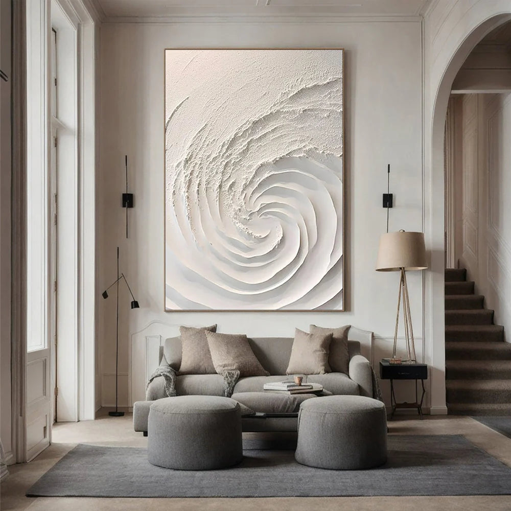 White Minimalist Textured Wall Art #WM030