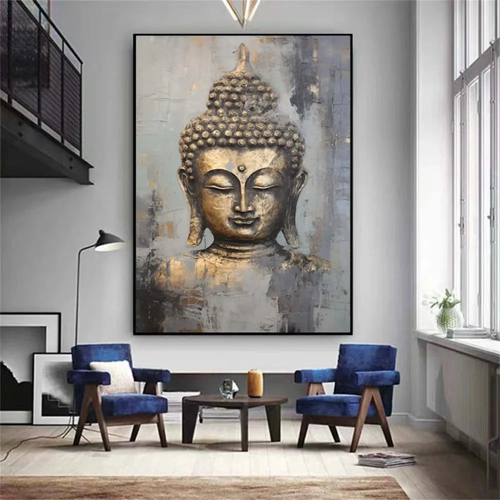 Abstract Buddha Portrait Textured Wall Art # LA007