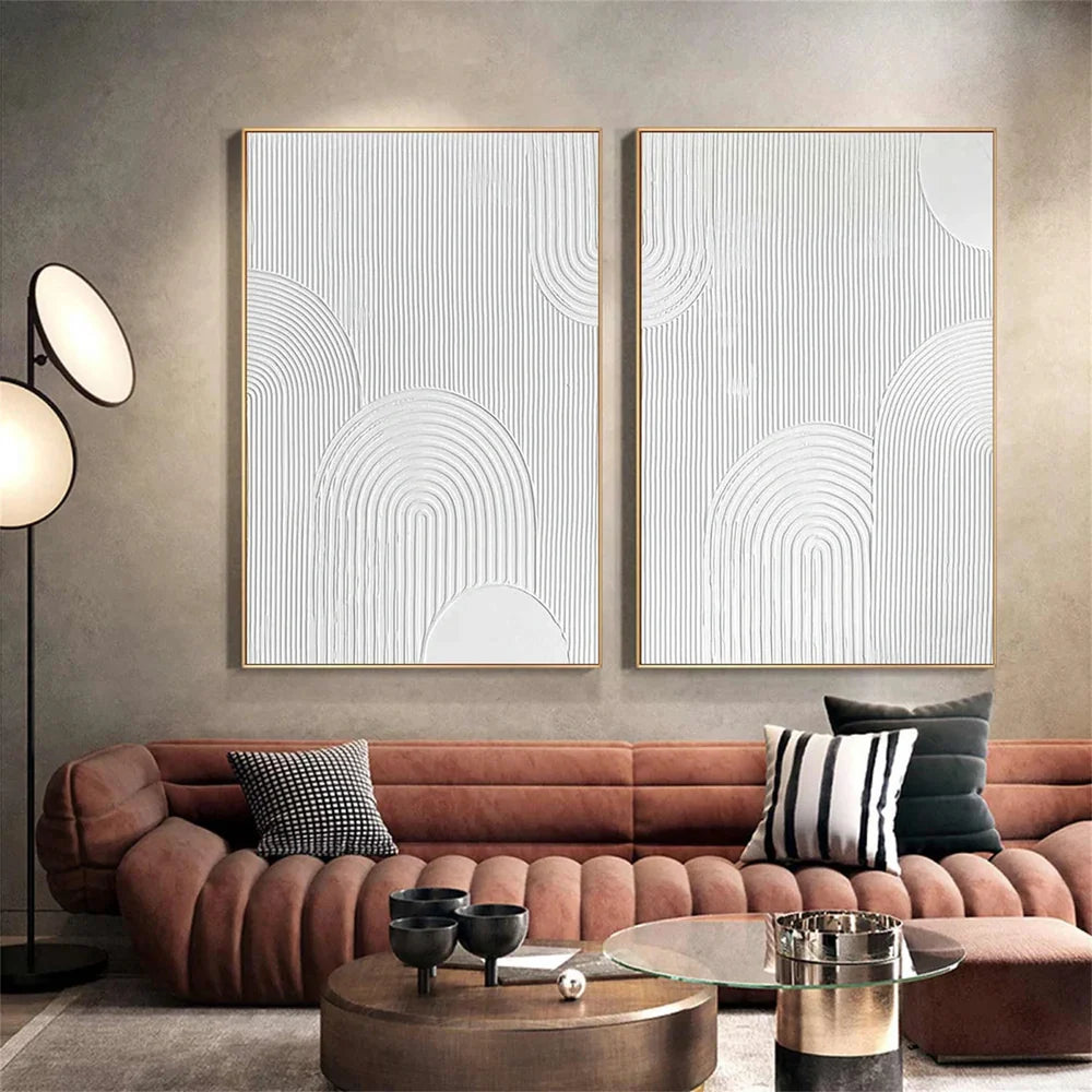 White Minimalist Textured Wall Art Set of 2 #WM023