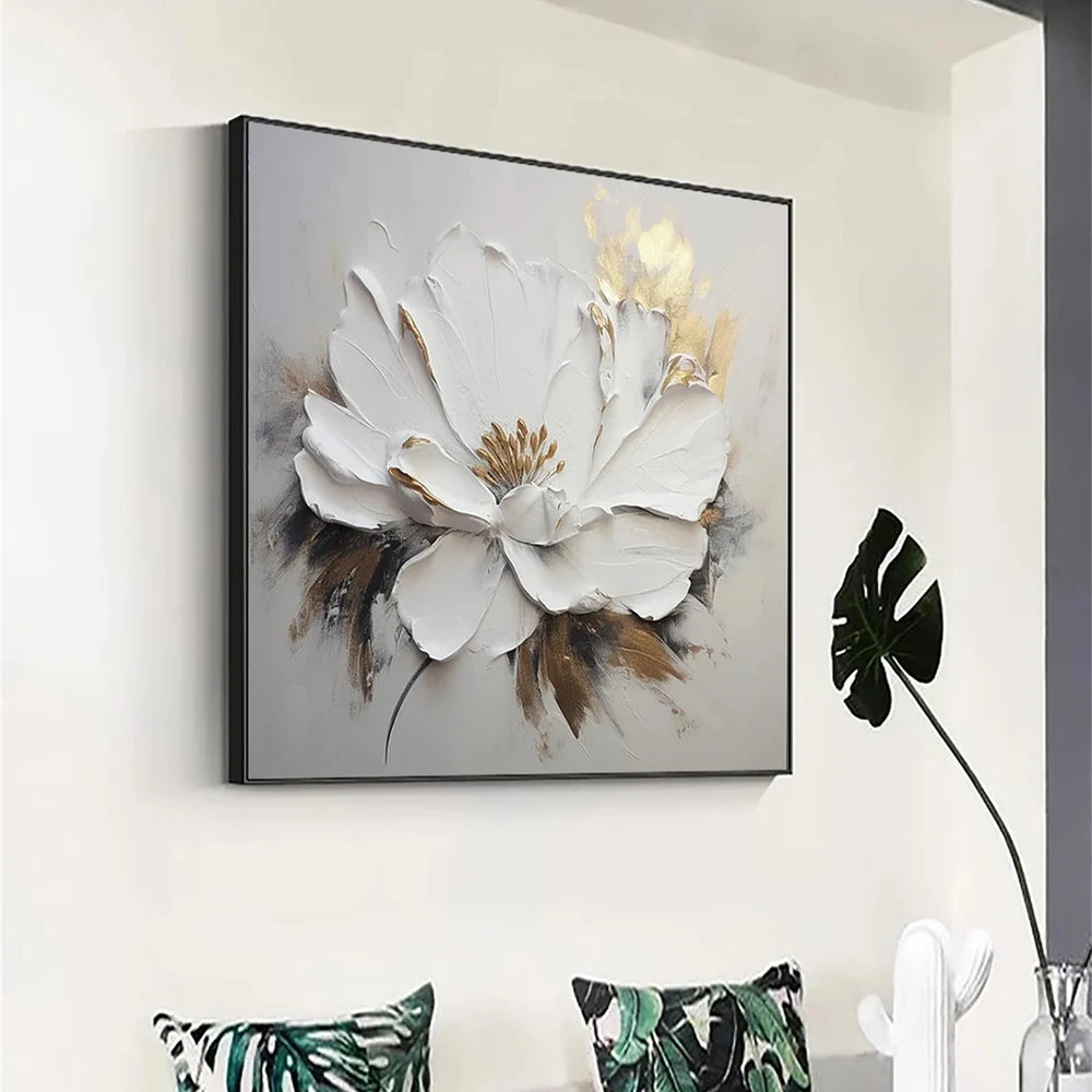 Minimalist Flower And Tree Textured Canvas Art #MF018