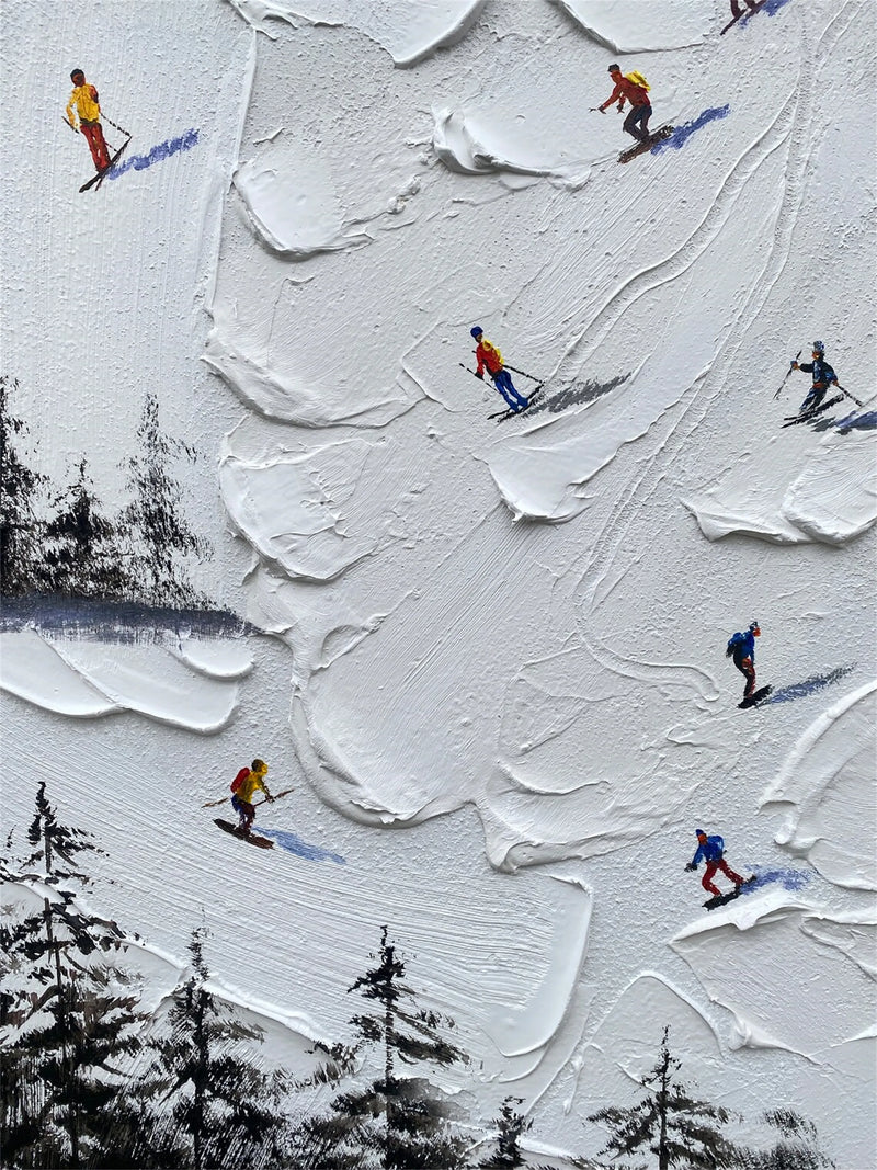 Skiing Sport Textured Canvas Painting #PB013