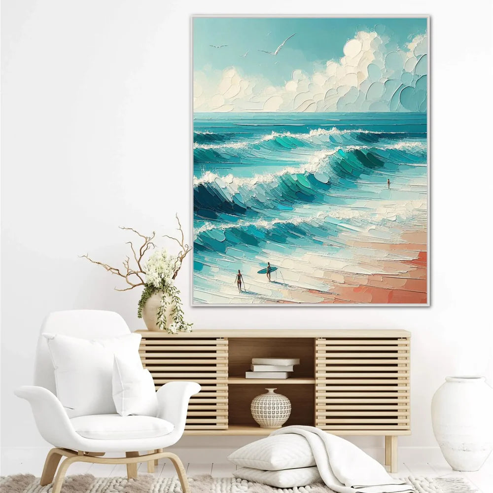 Surfing Sport Textured Canvas Painting #PB026