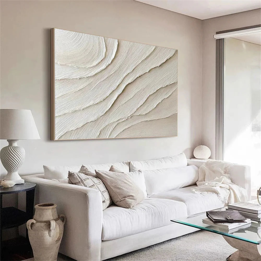 Beige Minimalist Textured Canvas Art #WM008