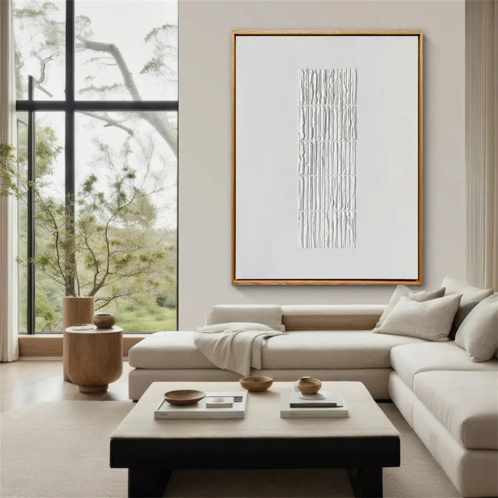 White Minimalist Textured Wall Art #WM073