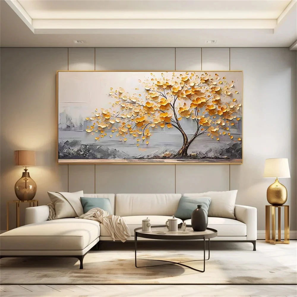Abstract Flower And Tree Textured Canvas Art #MF007