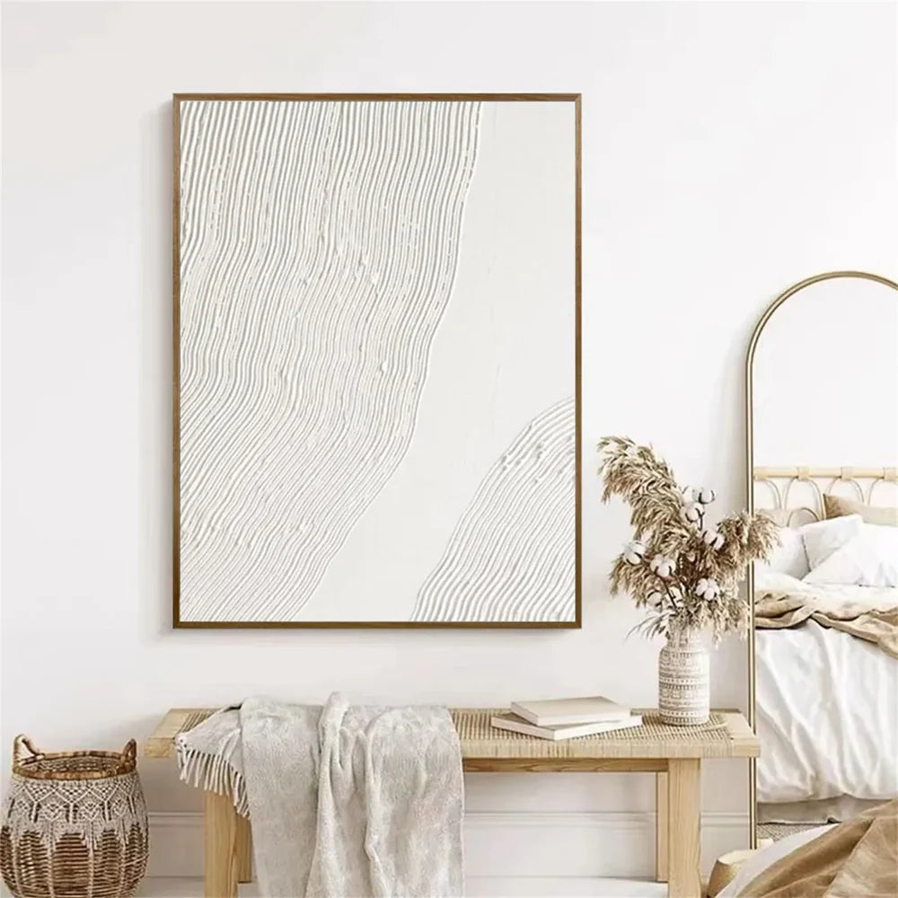 White Minimalist Textured Wall Art #WM076