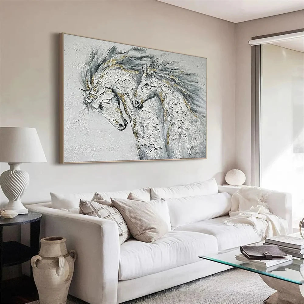 Abstract Animal Horse Textured Canvas Art #DW044