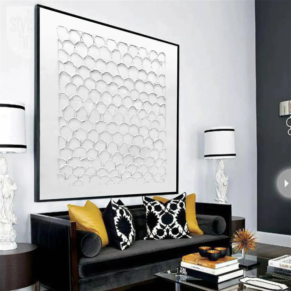 White Minimalist Textured Wall Art #WM064