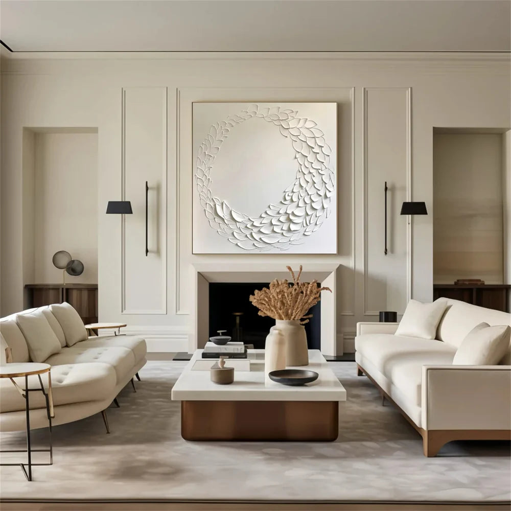 White Minimalist Textured Wall Art #WM063