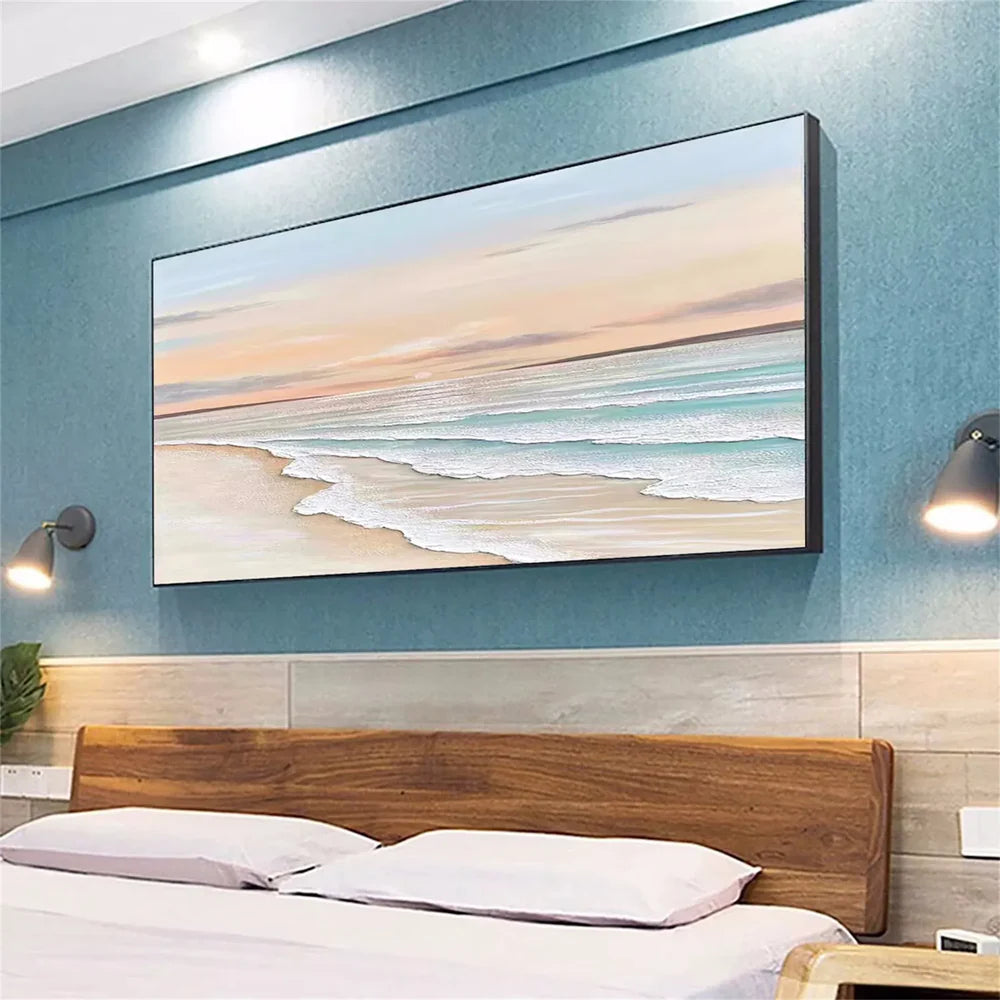 Abstract Ocean And Sky Textured Canvas Art #OC038