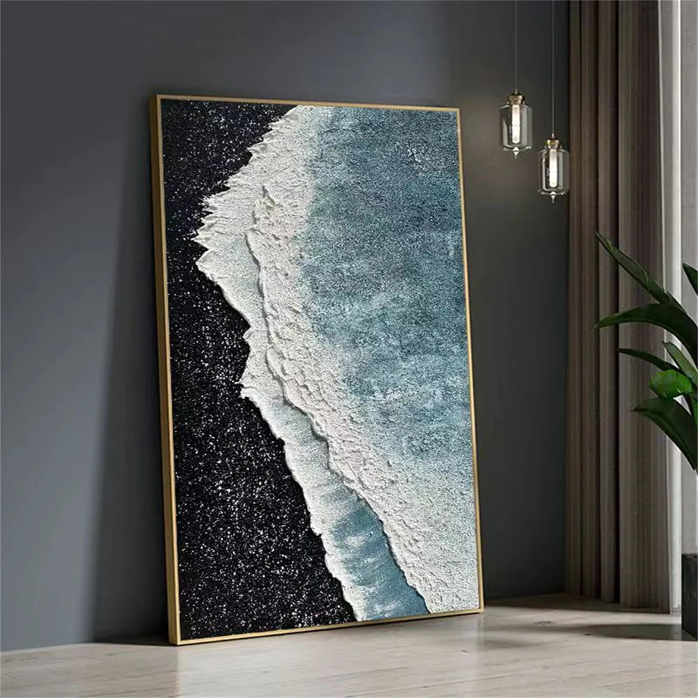 Abstract Ocean And Sky Textured Canvas Art #OC063