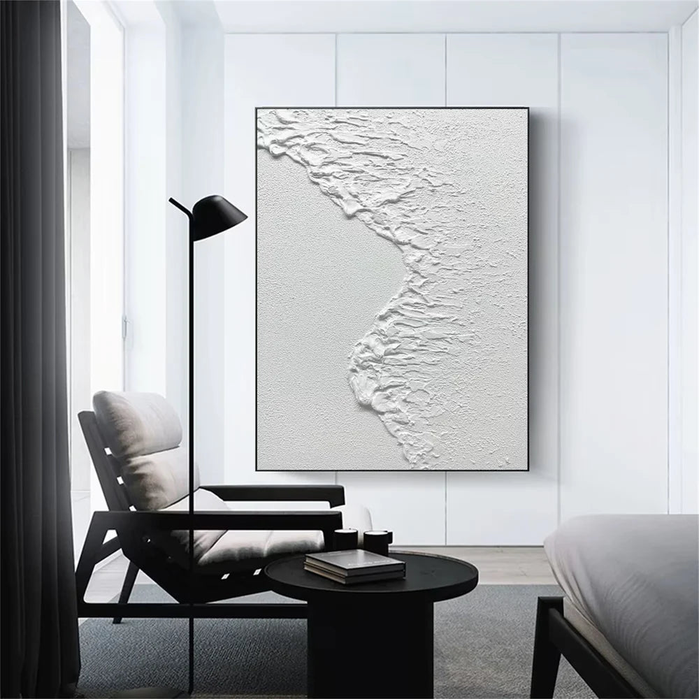White Minimalist Textured Wall Art #WM022