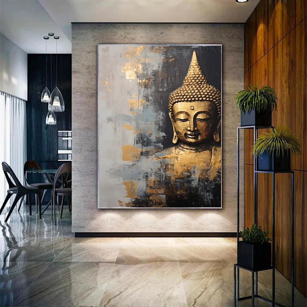Abstract Buddha Portrait Textured Wall Art # LA008