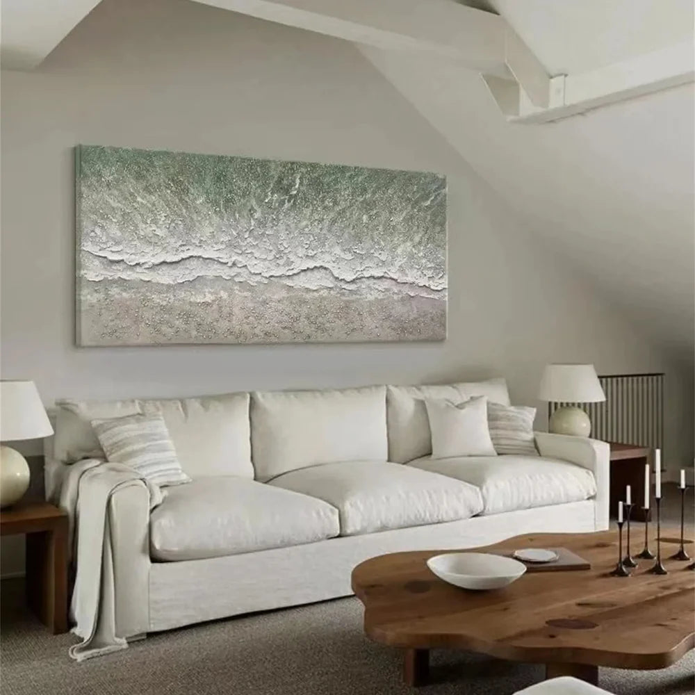 Abstract Ocean And Sky Textured Canvas Art #OC060