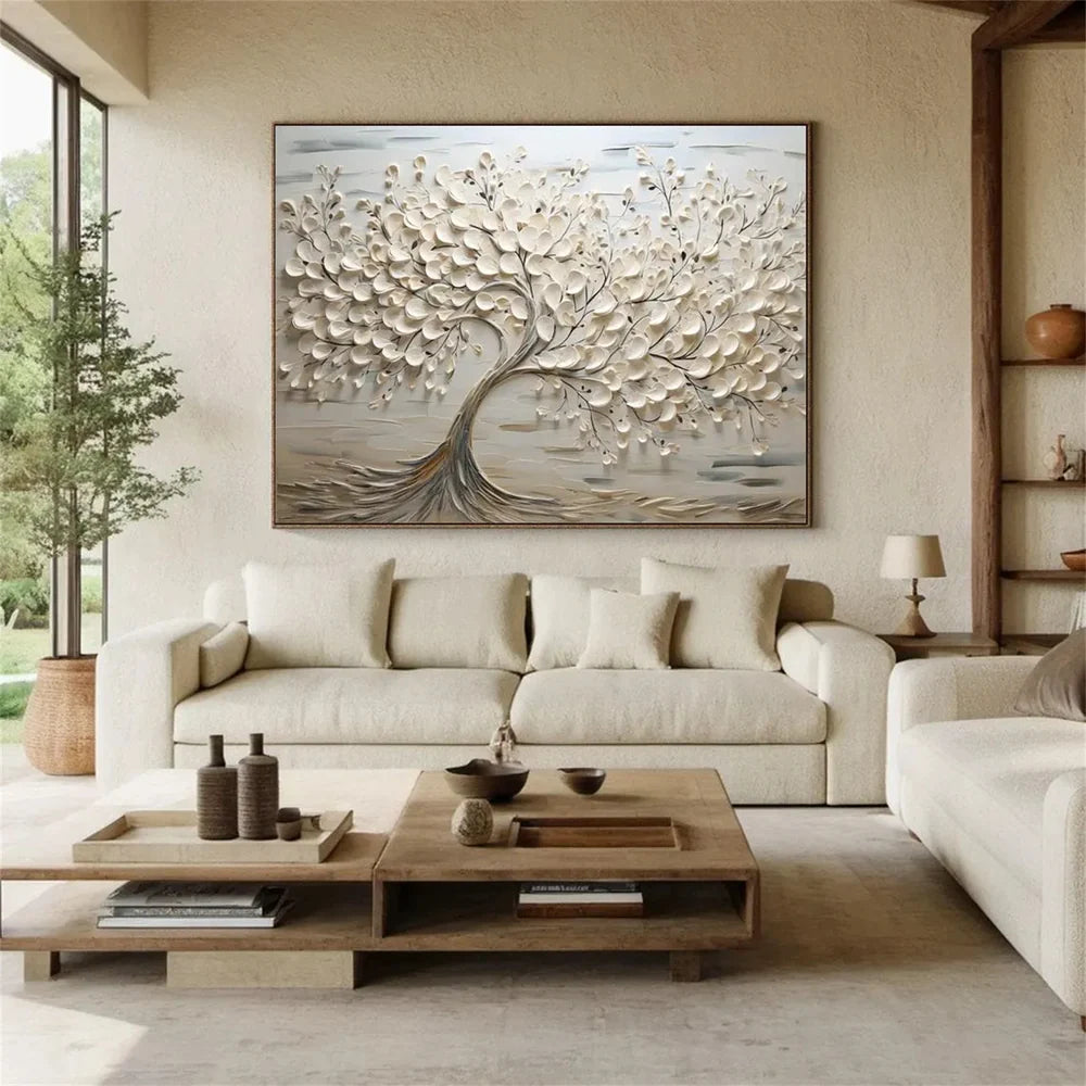 Abstract Flower And Tree Textured Canvas Art #MF029