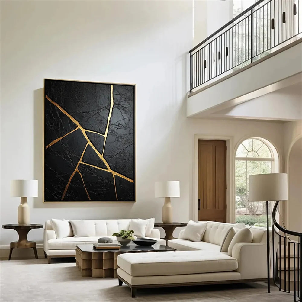 Black Minimalist Textured Canvas Art #WZ070