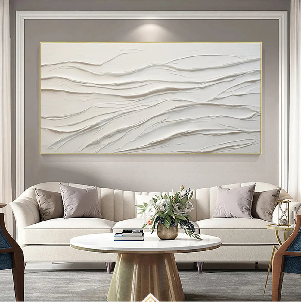 White Minimalist Textured Wall Art #WM060