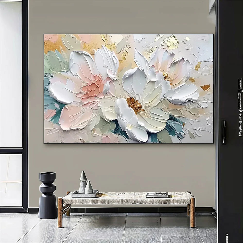 Colorful Abstract Flower And Tree Textured Canvas Art #MF050
