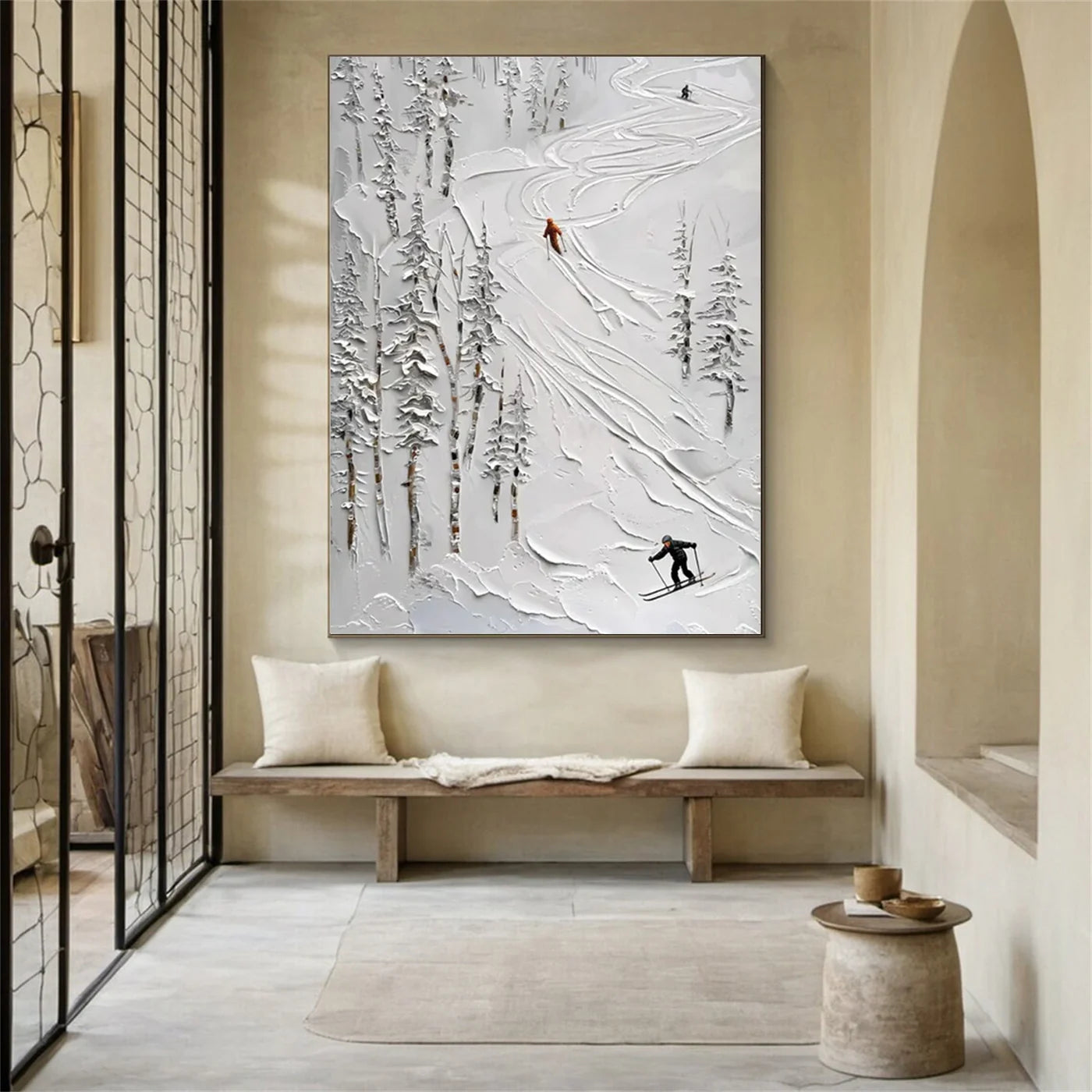 Skiing Sport Textured Canvas Painting #PB025