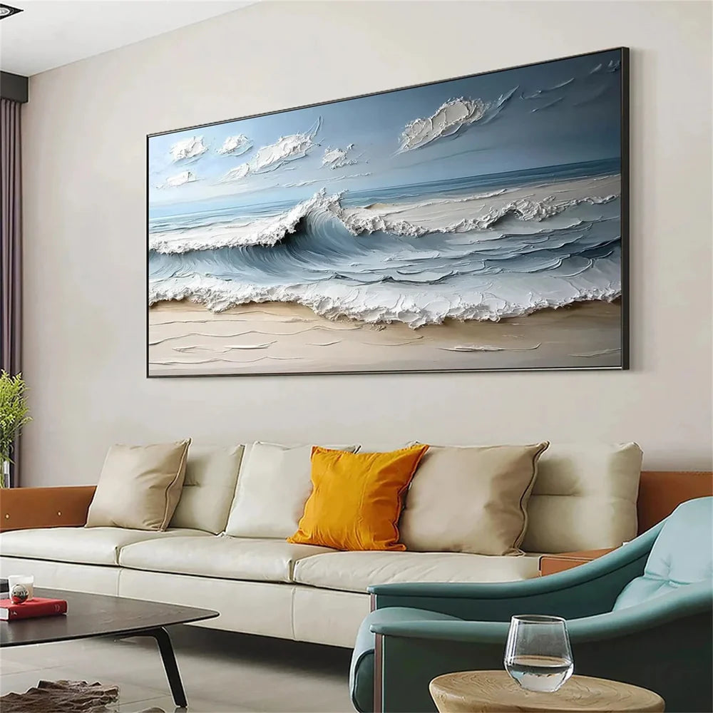 Abstract Ocean And Sky Textured Canvas Art # OC009