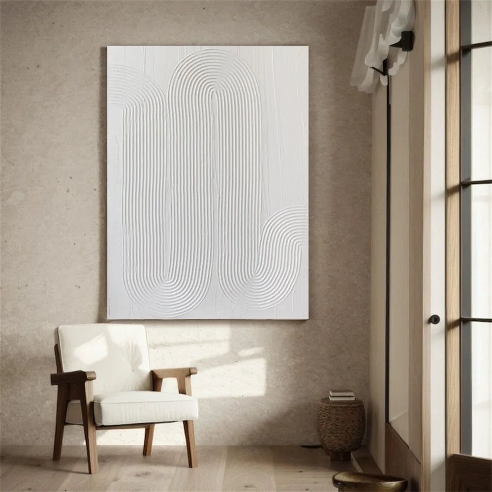 White Minimalist Textured Wall Art #WM072