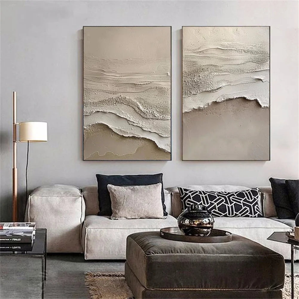 Minimalist Ocean And Sky Textured Canvas Art Set of 2 #OC003