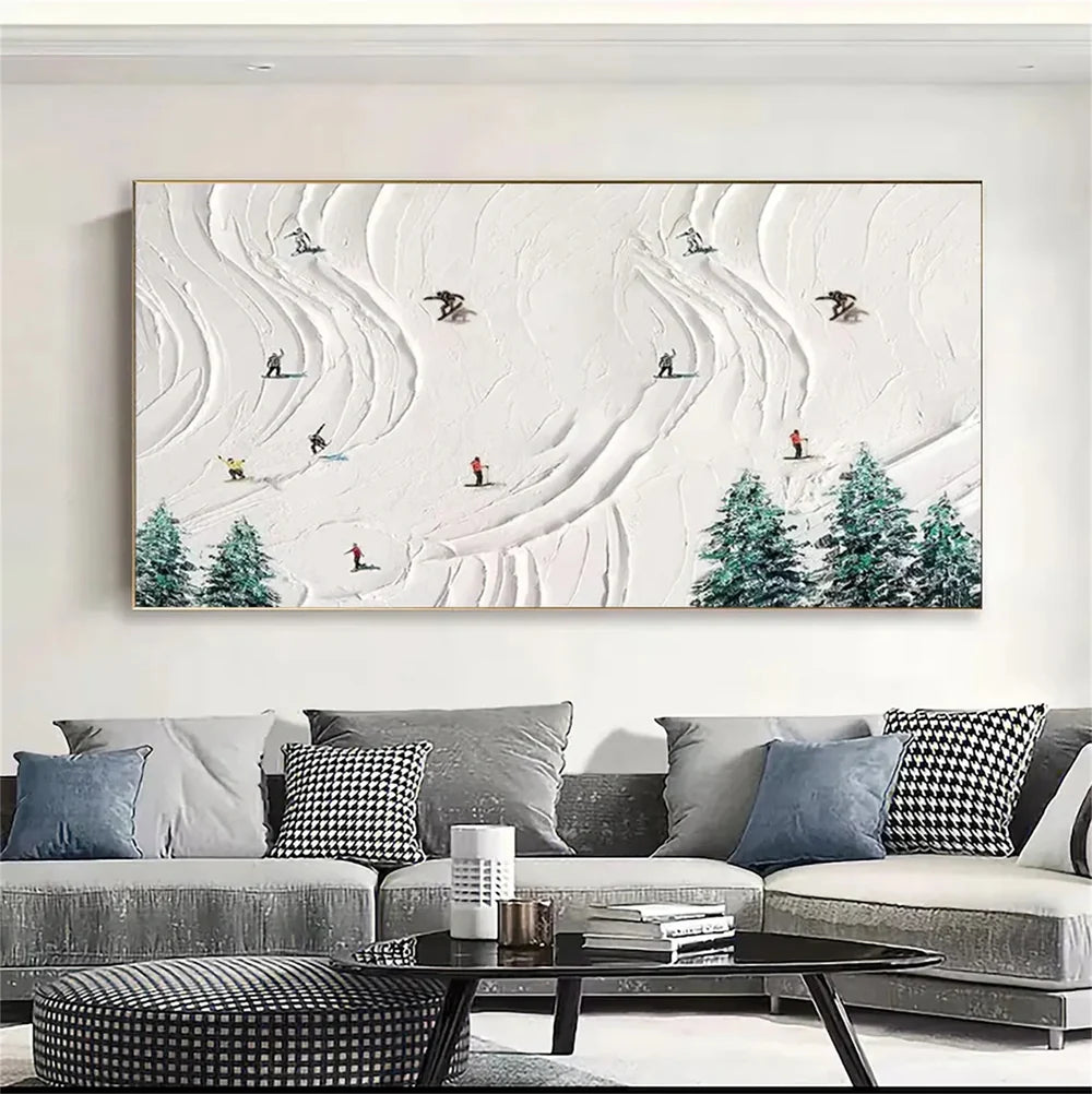 Skiing Sport Textured Canvas Painting #PB016