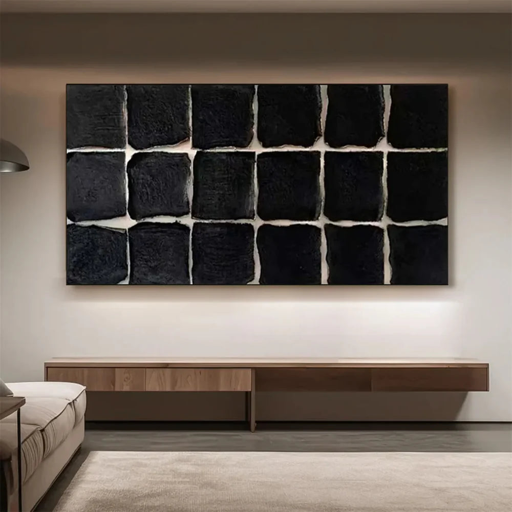 Black Minimalist Textured Canvas Art #WZ077