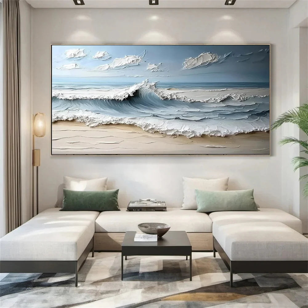 Abstract Ocean And Sky Textured Canvas Art # OC009