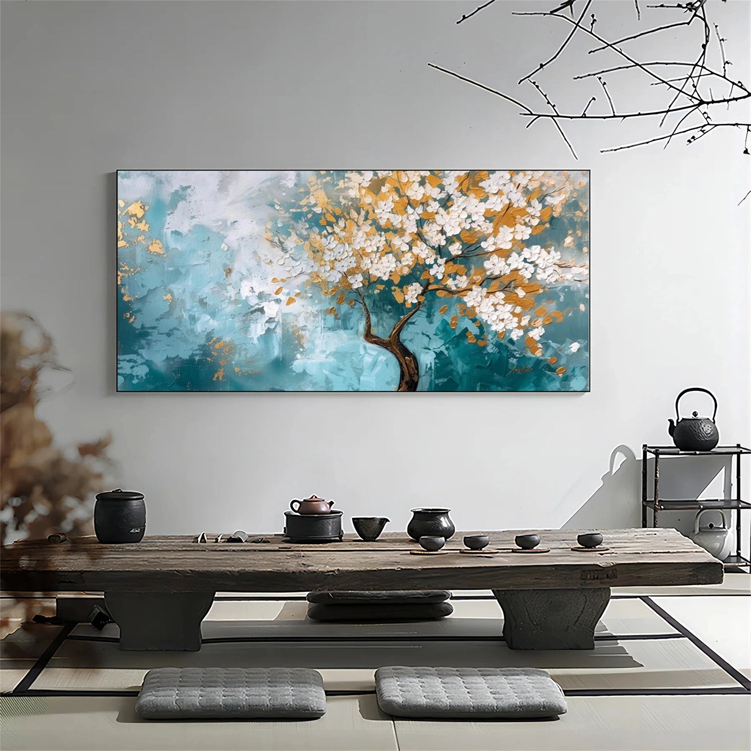 Abstract Flower And Tree Textured Canvas Art #MF142