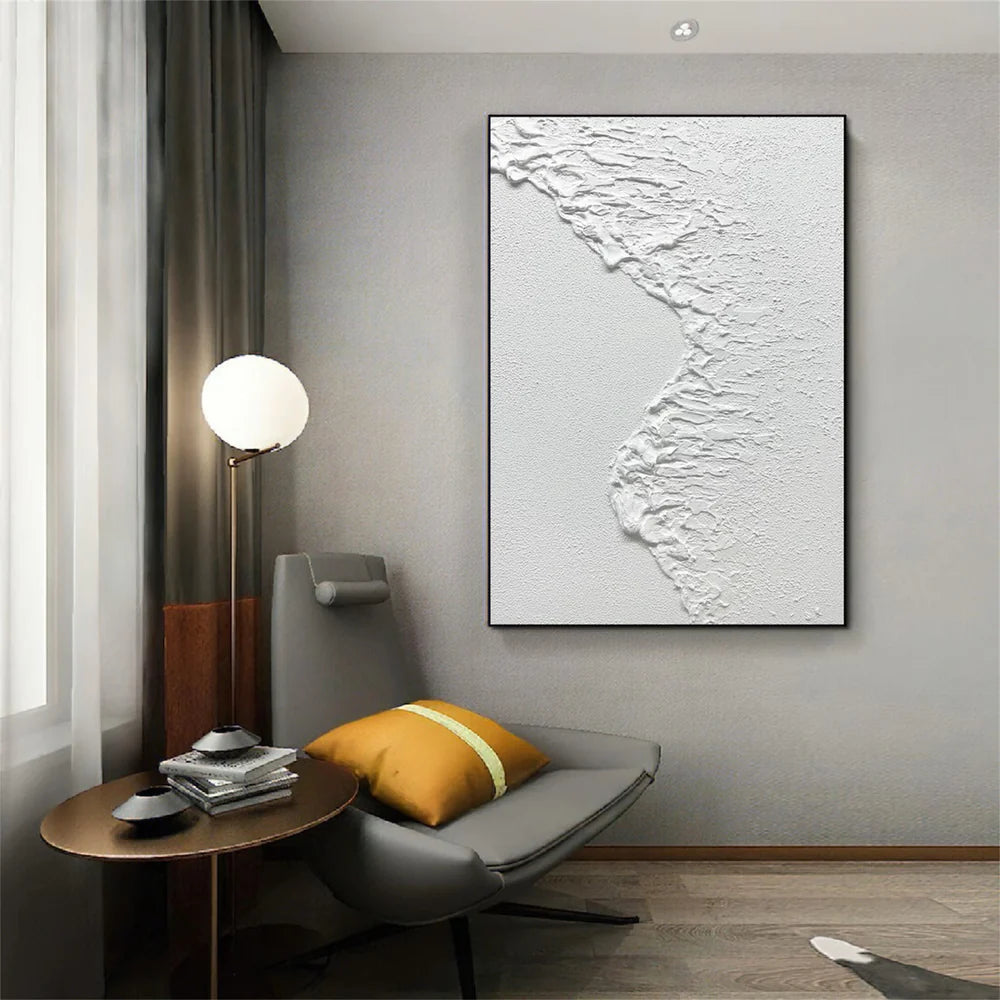 White Minimalist Textured Wall Art #WM022