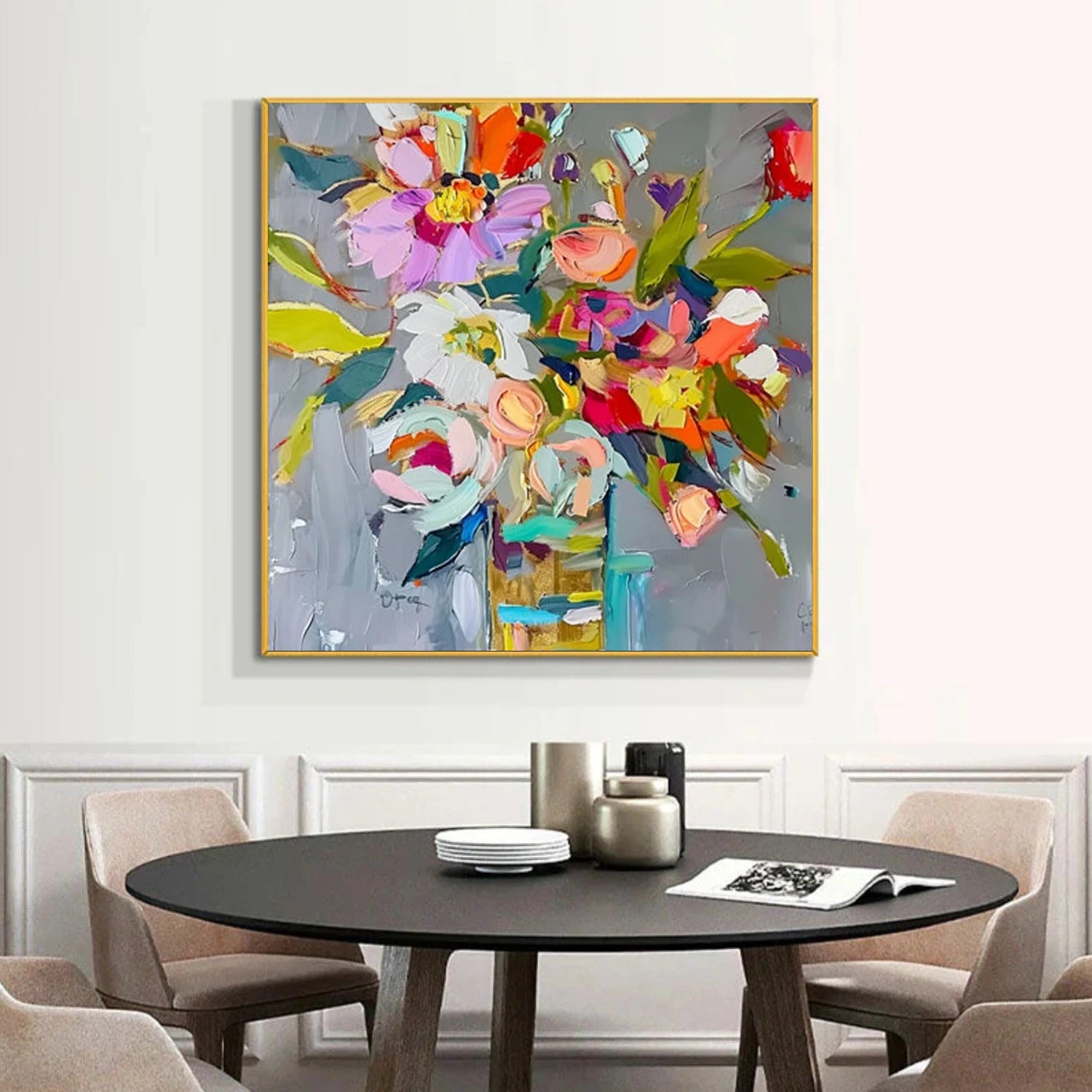 Colorful Abstract Flower And Tree Canvas Art #MF127
