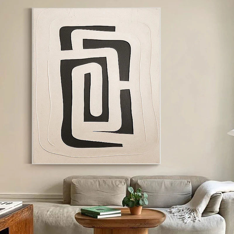 Black & Beige Wabi Sabi Textured Wall Art #VS022