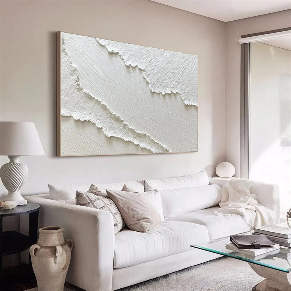 White Minimalist Textured Wall Art #WM058