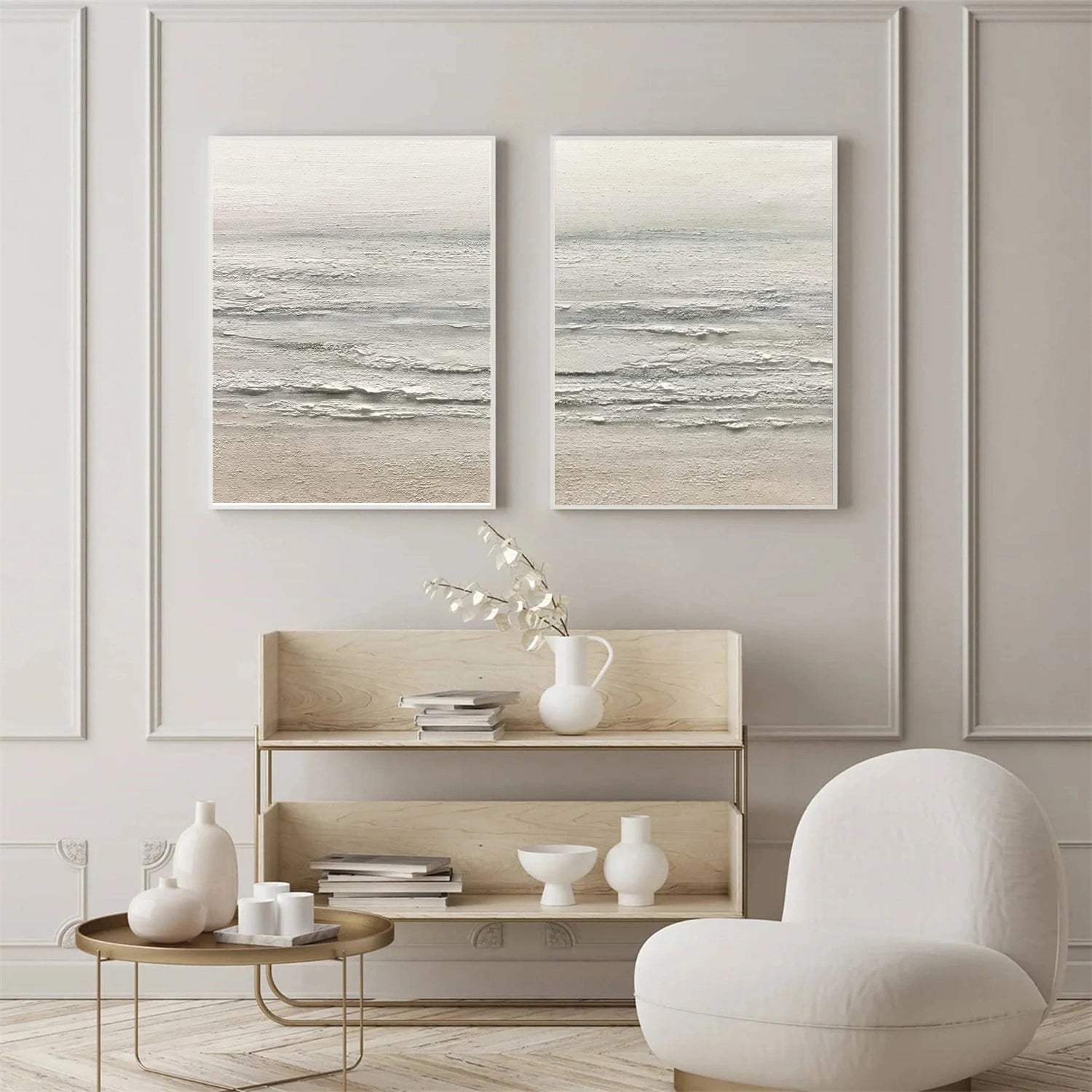 Abstract Ocean And Sky Textured Canvas Art Set of 2 #OC110