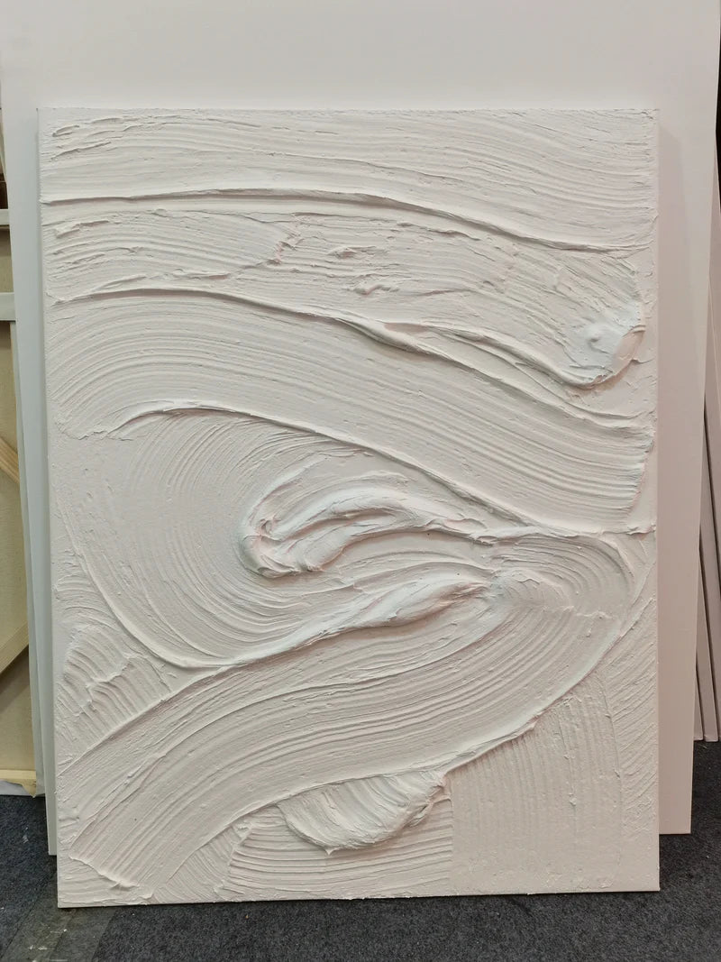 White Minimalist Textured Wall Art #WM026