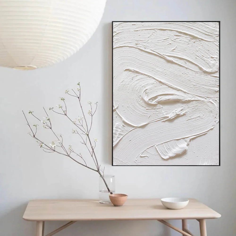 White Minimalist Textured Wall Art #WM026
