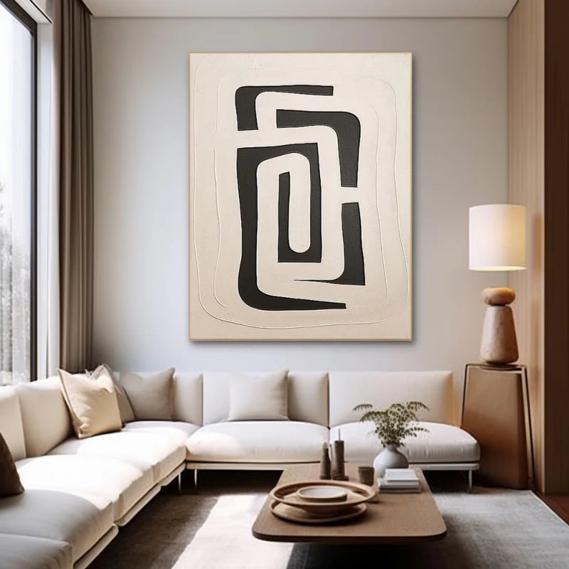 Black & Beige Wabi Sabi Textured Wall Art #VS022