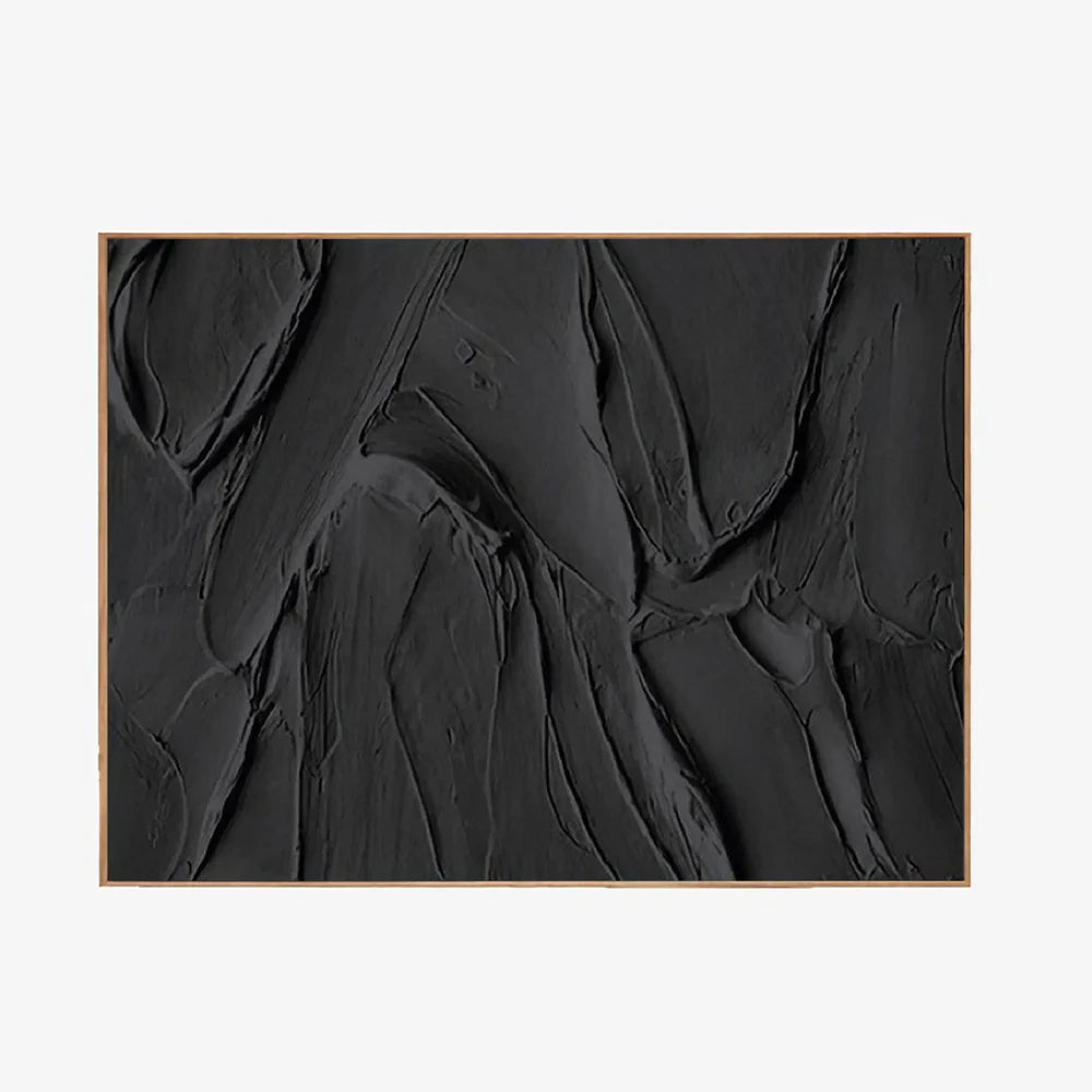 Black Minimalist Textured Canvas Art #WZ029